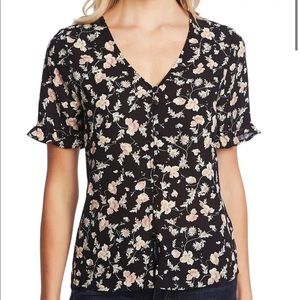 CeCe Small Duchess Print Ruffle Sleeve Blouse